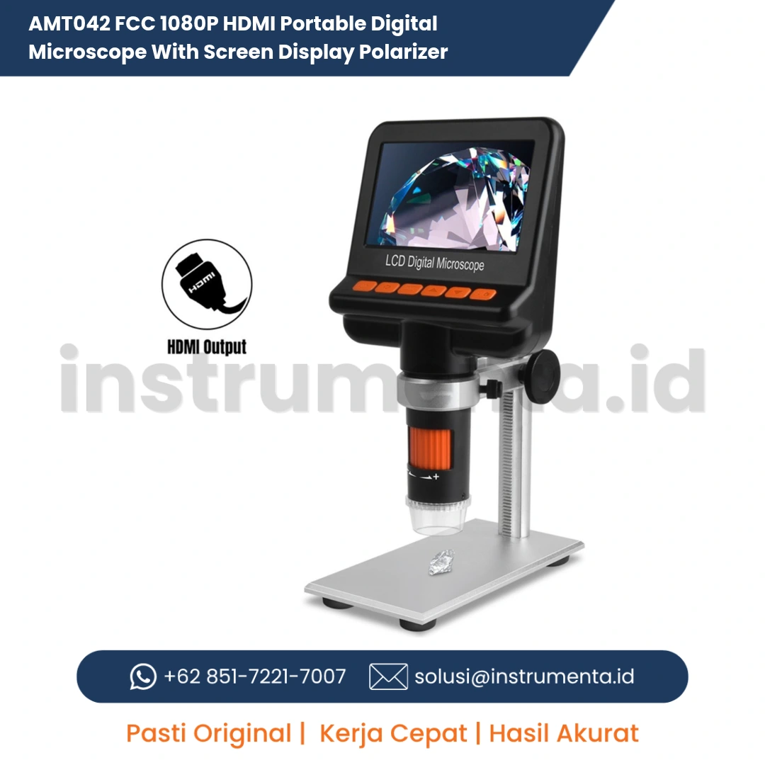 Distributor Resmi AMT042 FCC 1080P HDMI Portable Digital Microscope With Screen Display Polarizer Mikroskop Digital Portabel HD Layar LCD